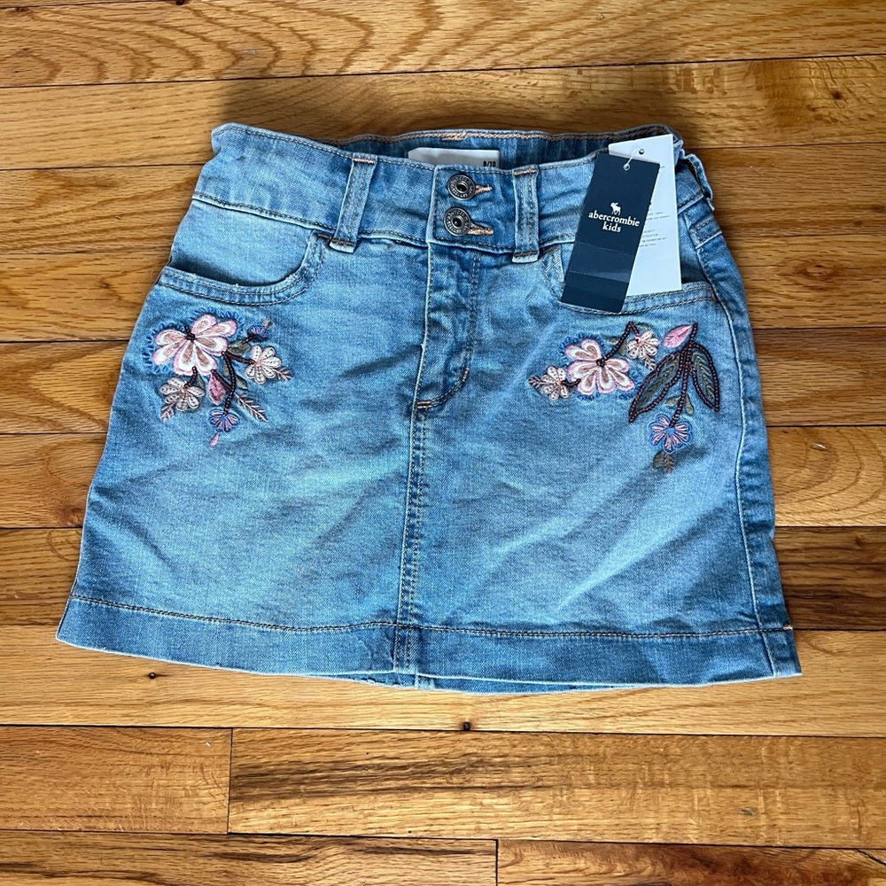 Abercrombie Kids Denim Skirt with Floral Embroidery